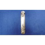 LARGE PEWTER MEZUZAH WITH SCROLL