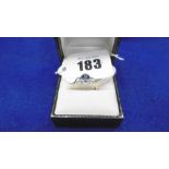 18ct YELLOW GOLD THREE STONE SAPPHIRE AND DIAMOND RING