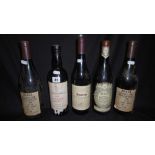 A SELECTION OF FOUR BOTTLES OF FINE ITALIAN RED WINE AND A BOTTLE PORT CONSISTING OF A VINTAGE PART