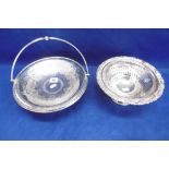 A SILVER PLATED BOWL AND BASKET