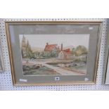 FRAMED WATERCOLOUR RURAL SCENE