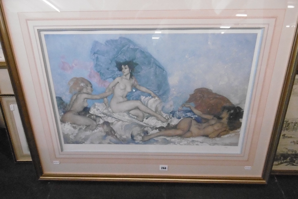 A FRAMED WILLIAM RUSSELL FLINT PRINT RECCO APHRODITE