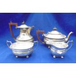 A HM SILVER 4 PIECE TEA SET