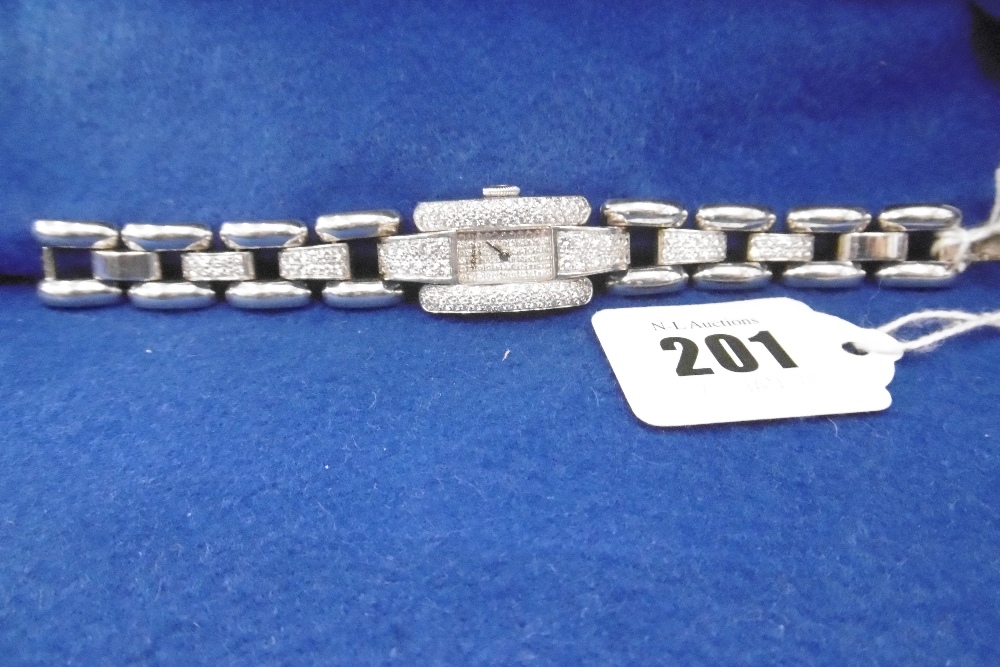 AN 18CT WHITE GOLD LADIES DIAMOND SET CHOPARD LA STRADA WATCH WITH DIAMOND ENCRUSTED DIAL, - Image 7 of 9