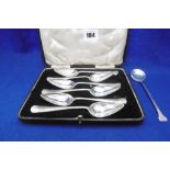 BOXED SET OF SIX HM SILVER SPOONS AND A SUGAR SPOON