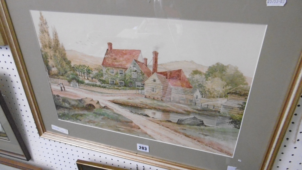 FRAMED WATERCOLOUR RURAL SCENE - Image 3 of 5