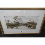 A SIGNED AND DATED RIVER SCENE WATERCOLOUR DATED 1904