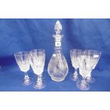 COLLECTION OF CUT GLASS AND A DECANTER