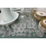 COLLECTION OF CRYSTAL GLASS INC. TWO DECANTERS, GLASSES ETC.