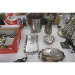 QTY OF PLATE, COFFEE POT, ICE BUCKET ETC.