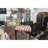 A PAIR OF EDWARDIAN INLAID MAHOGANY CHAIRS