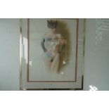 A LARGE FRAMED PASTEL AND PENCIL STUDY OF A LADY IN A CAT MASK SIGNED ADRIAN GEORGE 1982