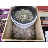 A QUANTITY OF PENNY'S AND THREEPENNY BITS