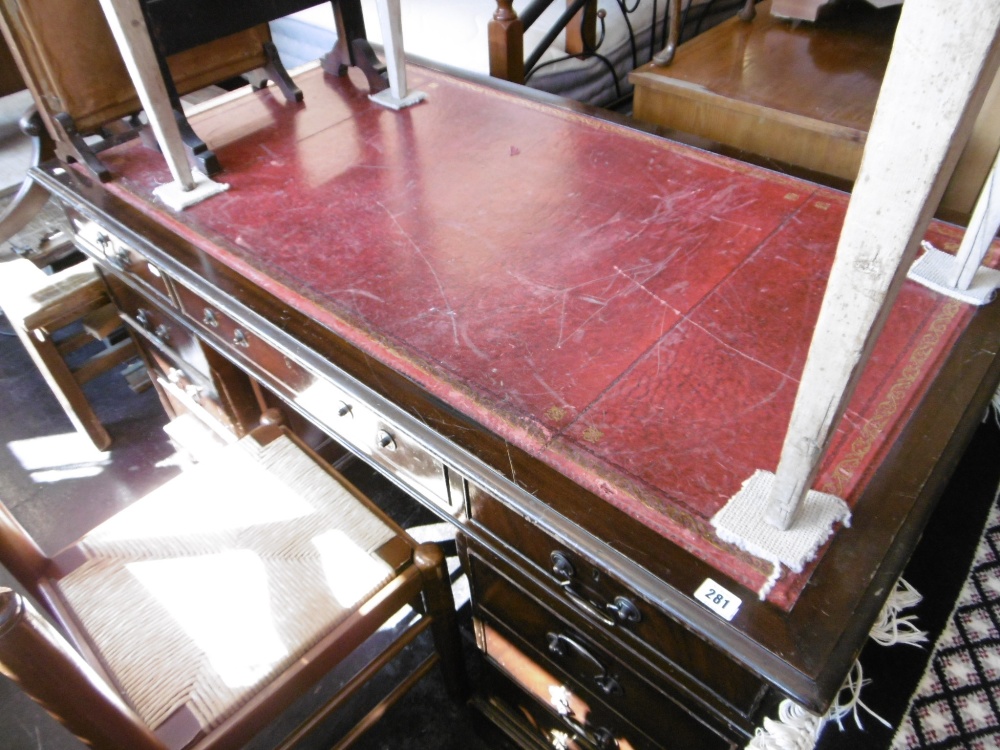 MAHOGANY PEDESTAL DESK - Image 10 of 10