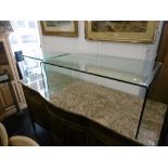 DESIGNER GLASS COFFEE TABLE AND A SIDE TABLE