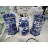 A PAIR OF CAULDRON BLUE AND WHITE VASES,