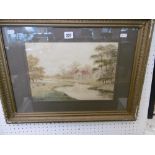 TWO FRAMED WATERCOLOURS, PASTORAL LANDSCAPES,