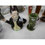 CHARLES DICKENS CHARACTER TEAPOT AND SYLVAC VASE