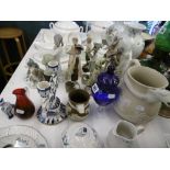 A SMALL ASSORTMENT OF ITEMS INCLUDING TWO 19TH CENTURY JUGS A/F