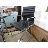 SET OF SIX CHROME AND LEATHER DESIGNER CHAIRS