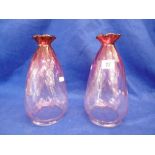 A PAIR OF CRANBERRY LAMP SHADES