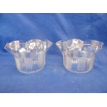 A PAIR OF CUT GLASS OIL LAMP SHADES