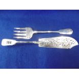 A PAIR OF HALL MARKED SILVER FISH SERVERS GEORGE ADAMS LONDON 1879