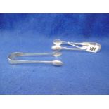 TWO LARGE HALL MARKED SILVER SUGAR NIPS,