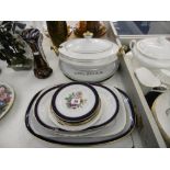 ASSORTMENT OF HUTCHENREURHER CHINA. INC. LIDDED TUREEN PLATTERS ETC.