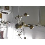 SIX BRANCH BRASS CHANDELIER