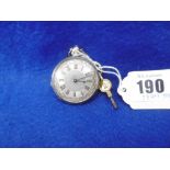 A LATE 19TH CENTURY SWISS SILVER CASED MANUAL WIND FOB WATCH WITH GILT AND SILVERED DIAL