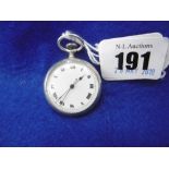 AN EARLY 20TH CENTURY STERLING SILVER CASED SWISS KEYLESS WIND FOB WATCH,