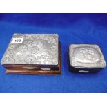 TWO SILVER INLAID JEWELLERY BOXES