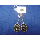 A PAIR OF SMOKED QUARTZ DROP EARRINGS