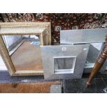 A GILT WALL MIRROR AND TWO SILVERED MIRRORS