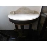 A VICTORIAN DEMI LUNE MARBLE TOPPED WASHSTAND A/F