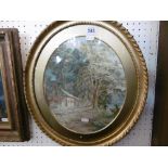 OVAL GILT FRAMED WATERCOLOUR,