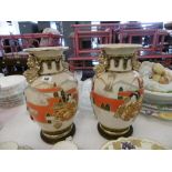 A PAIR OF LATE 19TH CENTURY SATSUMA WARE VASE ON STANDS