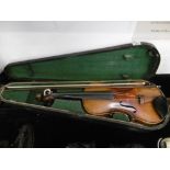 A VIOLIN AND BOW IN CASE AFTER ANTONIO STRADIVARI