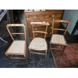 THREE CANE SEATED ANTIQUE CHAIRS PLUS ANOTHER