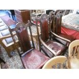 A SET OF FOUR CARVED OAK CHAIRS AND TWO MATCHING CARVERS