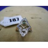 14CT RUSSIAN HALL MARKED DIAMOND AND EMERALD RING