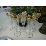 FIVE MURANO ACID ETCHED FLUTE GLASSES