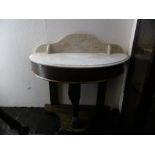 A VICTORIAN DEMI LUNE MARBLE TOPPED WASHSTAND A/F