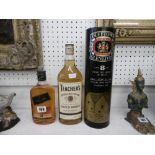 THREE BOTTLES OF VINTAGE SPIRITS INCLUDING A DUFF TOWN GLENLIVIT 1 LITRE BOTTLE 1970'S,