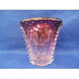 MURANO 1950'S RED GLASS VASE,