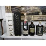 TWO BOTTLES OF MOET AND CHANDON, A BOTTLE OF LANSON,