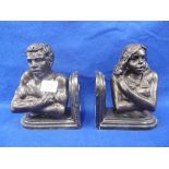 A PAIR OF BLACKAMORE BRONZE BOOK ENDS