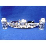 HM SILVER FIVE PIECE CONDIMENTS SET