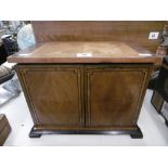 A WALNUT CROSS BANDED AND INLAID TABLE TOP TEST TUBE CABINET (ONE FOOT MISSING)